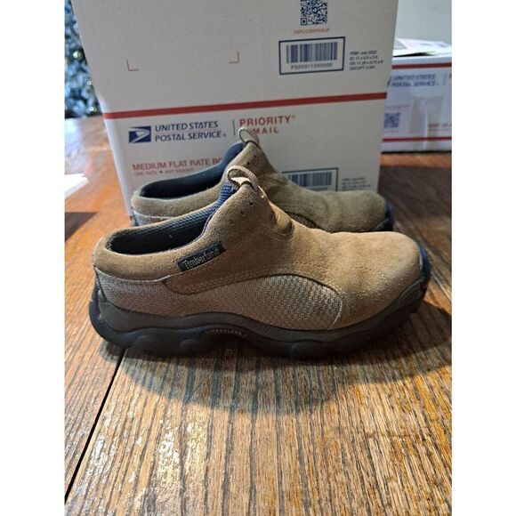 5M Timberland Brown Leather ACT Active Comfort Technology Low Back Slip On Shoes - Picture 2 of 8